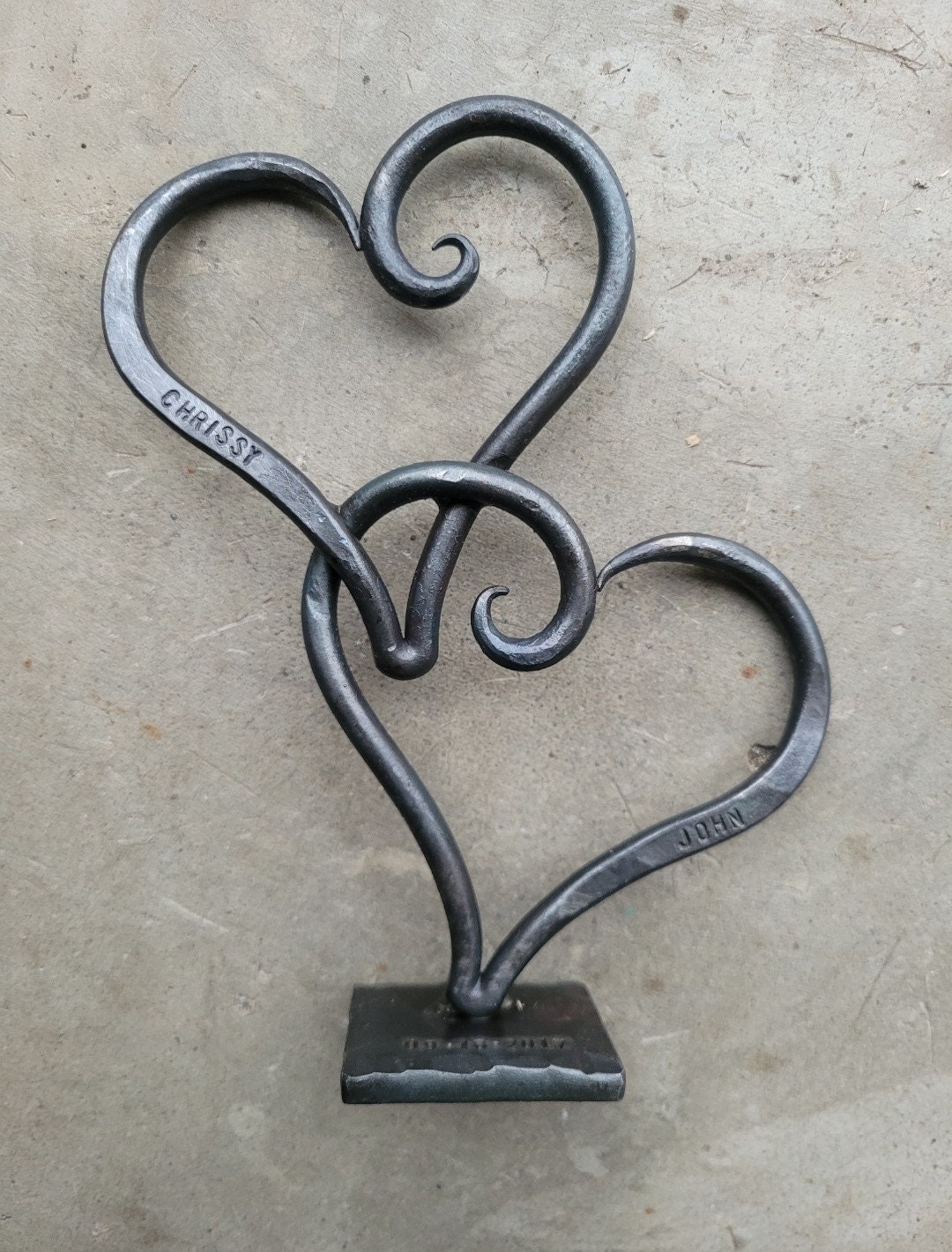 Hand Forged Iron Heart Sculpture – Personalized Anniversary Gift