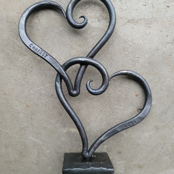 6 Year Anniversary Hand Forged Heart Sculpture - Blacksmith Made Wrought Iron Gifts - Personalized Wedding, Valentine's Gift - Iron Decor