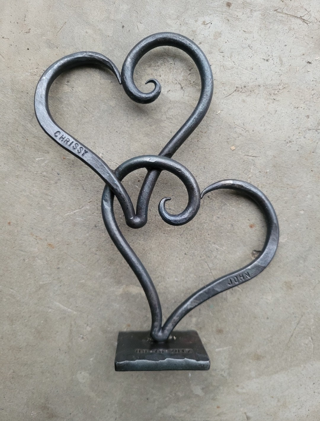 Hand Forged Iron Heart Sculpture – Personalized Anniversary Gift