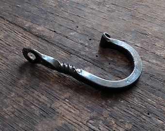 Small Forge Twisted Wall Hook - Rustic Forged Hook - Metal Farmhouse Hooks