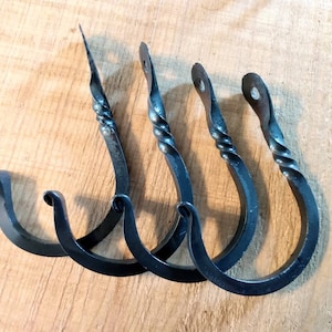 Forge Twisted Wall Hook (Medium Size) - Rustic Forged Hook - Metal Farmhouse Hooks