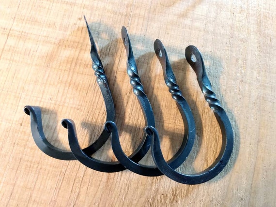 10 Small 1-1/4 Decorative Black Metal Wall Hooks Twisted Hook Lot Small  Hooks Decorative Hooks Metal Hooks Forged Hook Hooks 