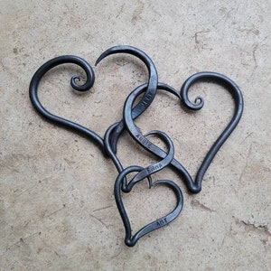 Family of Linked Hearts - Hand Forged Personalized Wedding or Anniversary Gift - Wrought Iron Decor - Name Chain - Iron Anniversary Gift