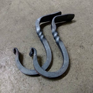 Twisted Under Shelf Forged Hooks (Set of 2 - 12) - Undermount Hooks - Blacksmith Forged Hook - Under Cupboard - Rustic Farmhouse Hooks