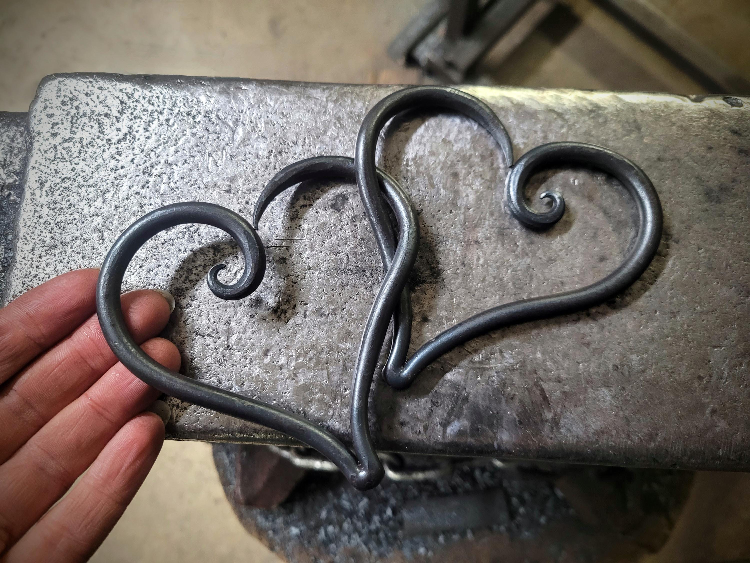 Hand Forged Linked Iron Hearts – Personalized Anniversary Gift - Etsy