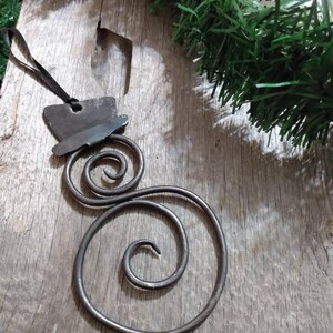 Steel Snowman Christmas Ornament Blacksmith Made Ornament Hand