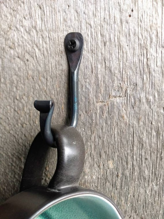 Hand-forged J Hooks Simple Rustic Farmhouse Hooks Small Blacksmith Wall  Hooks Rustic Kitchen Mug Hooks 