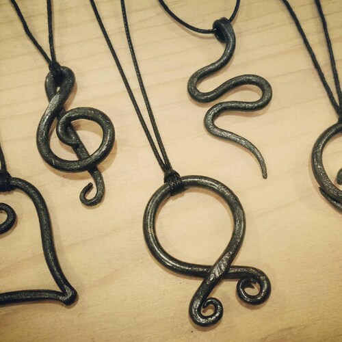 Hand Forged Iron Necklace Pendant 