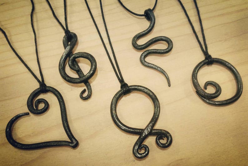 Hand Iron Necklace Pendant Blacksmith Necklace Iron Etsy