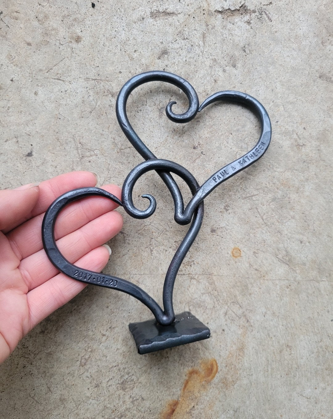 Hand Forged Iron Heart Sculpture – Personalized Anniversary Gift