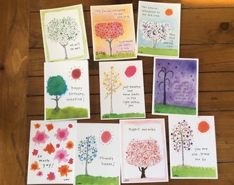 Create Your Own 3-pack Whimsical Watercolor Greeting Cards