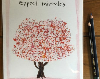 Expect Miracles 8 x 10 Whimsical Watercolor Print