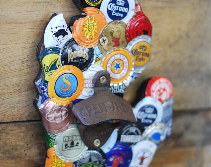 Michigan Bottle Cap Wall Mount Bottle Opener Etsy