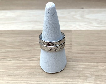 Bague plume laiton argenté ajustable