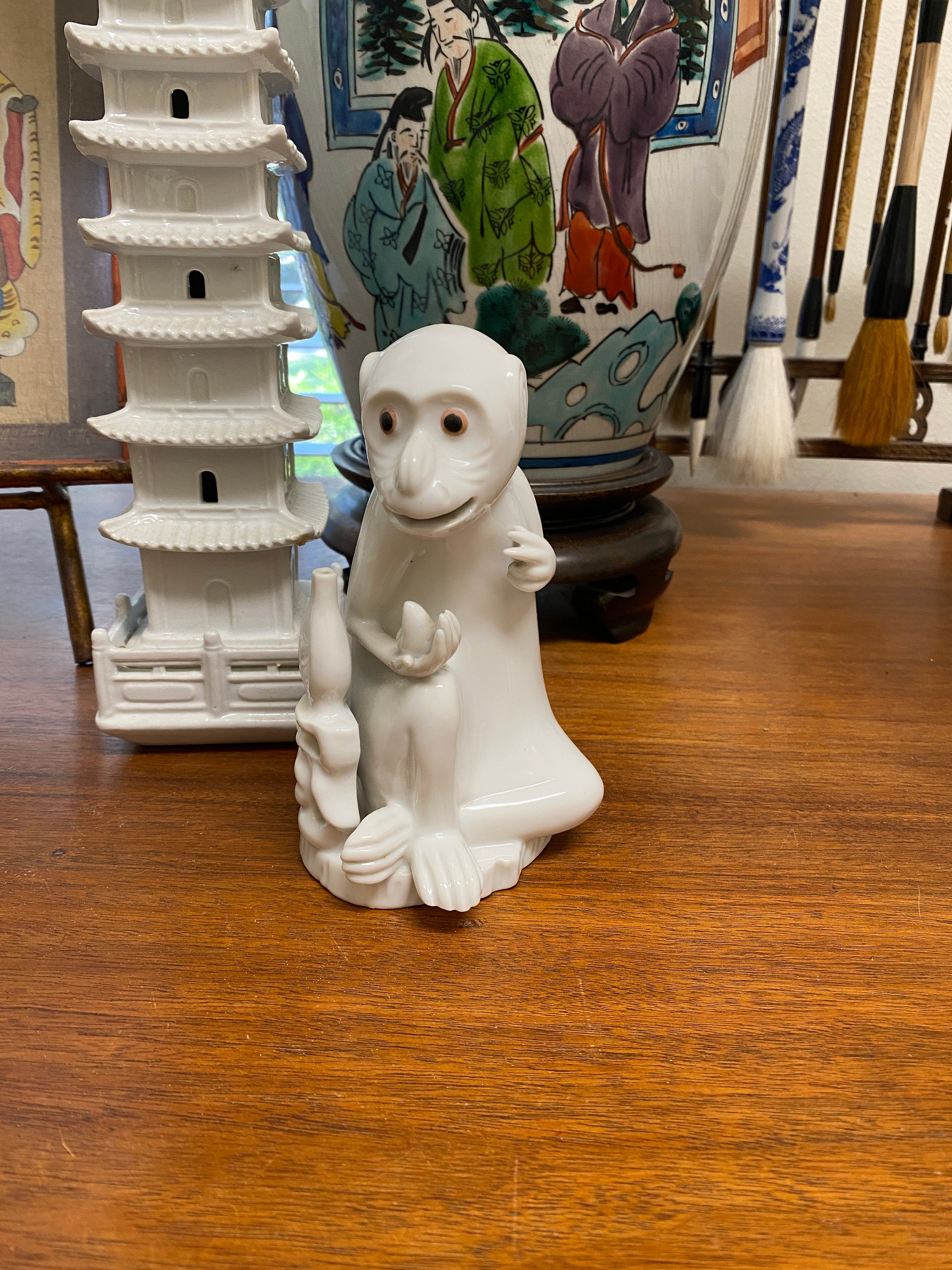 Chinoiserie Mottahedeh Design Porcelain Blanc De Chine Monkey 