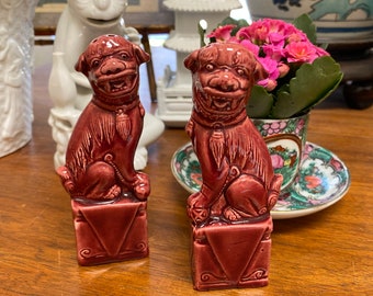 Chinoiserie Chinese Rose Foo Dog Lion Salt and Pepper S&P Shakers