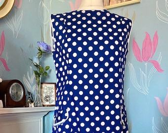 Vintage 1960s Blue & White Polka Dot Mod Dress