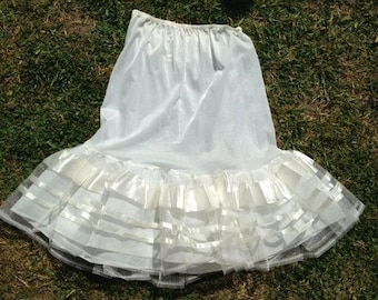 Vintage 1950s, 1960s White Net Petticoat, Crinoline. Unworn in Original Pack. Sidroy. Rock 'n' Roll, Full Skirt.
