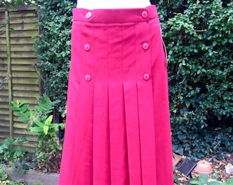 Vintage 1980s Red Discobond of London Pleated Skirt