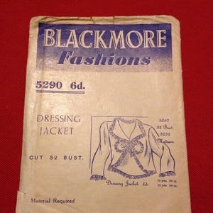 Vintage 1930s Blackmore Fashions Sewing Pattern for Dressing Jacket, Bed Jacket. No. 5290 image 1