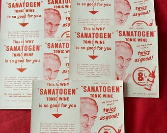 Six Vintage, Antique Progressive Whist Score Cards. Sanatogen Tonic Wine Promotional, Advertising Item. Accessories, Ephemera, Card Games.