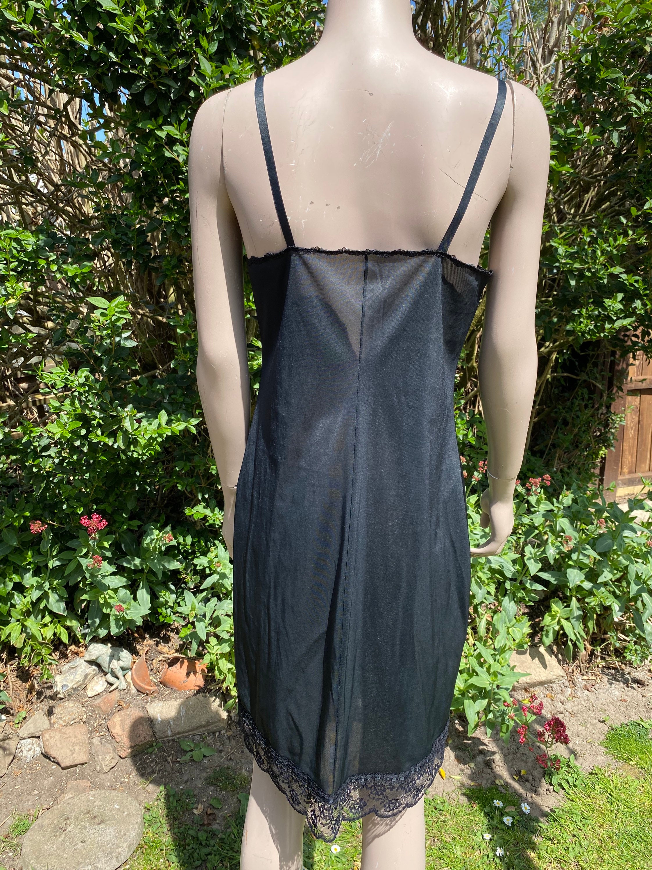 Vintage C. 1970s Black Nylon Full Slip Petticoat Lingerie Etsy