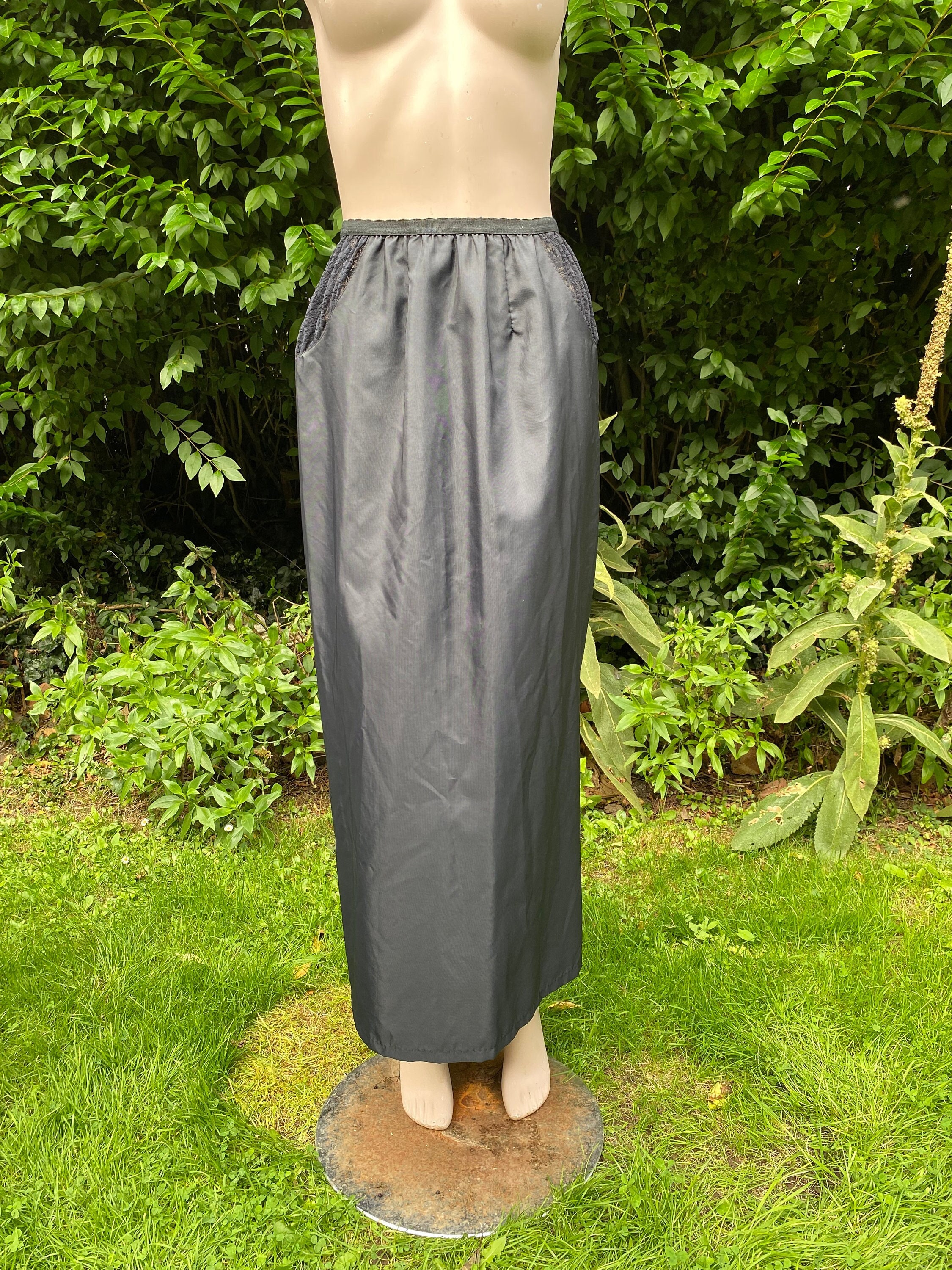 Vintage Full Length Black Waist Slip, Petticoat, Lingerie