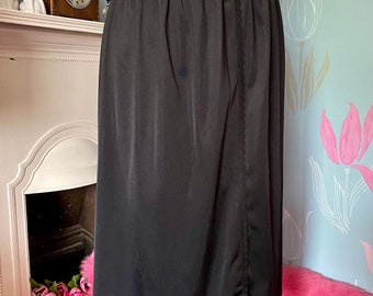 Vintage 1980s Black Waist Slip with Floral Detail, Petticoat, St Michael