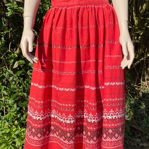 Vintage 1950s Handmade Red & White Wrap-Round Skirt, Rockabilly, Rock ‘n’ Roll, Mid-Century.