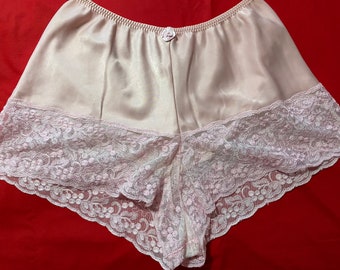 Vintage c. 1990s dusty pink silky French Knickers, Tap Pants, Lingerie