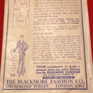 Vintage 1930s Blackmore Fashions Sewing Pattern for Dressing Jacket, Bed Jacket. No. 5290 image 4