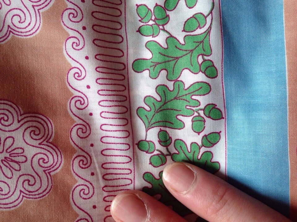 Vintage 1950s Novelty Print Cotton Fabric With Oak Leaves & Etsy UK