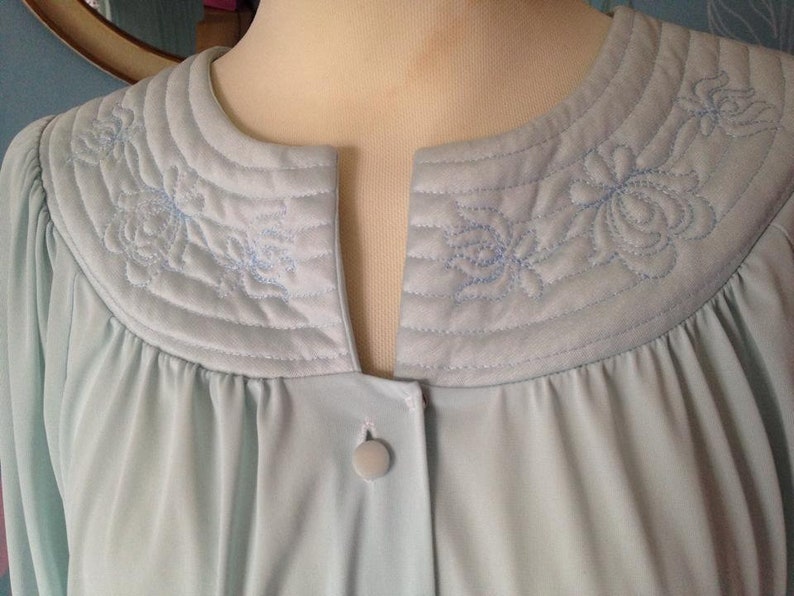 Wrap Loungewear. nightwear Made in USA 1970s Gossard Artemis Pale Blue Nylon Robe Vintage 1960s