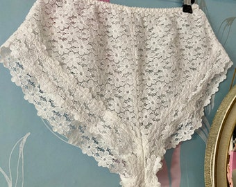 Vintage White Lace Knickers, Panties, Briefs, Pants, Lingerie