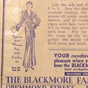 Vintage 1930s Blackmore Fashions Sewing Pattern for Dressing Jacket, Bed Jacket. No. 5290 image 5