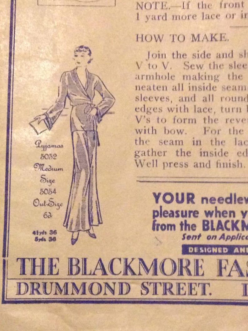 Vintage 1930s Blackmore Fashions Sewing Pattern for Dressing Jacket, Bed Jacket. No. 5290 image 5