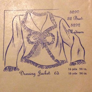 Vintage 1930s Blackmore Fashions Sewing Pattern for Dressing Jacket, Bed Jacket. No. 5290 image 2