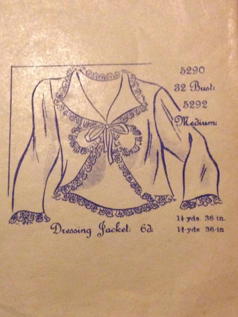 Vintage 1930s Blackmore Fashions Sewing Pattern for Dressing Jacket, Bed Jacket. No. 5290 image 2