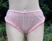 Vintage Pale Pink Sheer Nylon Pants, Panties, Knickers, Lingerie, Underwear. Small