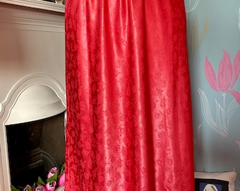 Vintage 1980s Coral Dark Pink Waist Slip, Petticoat, St Michael