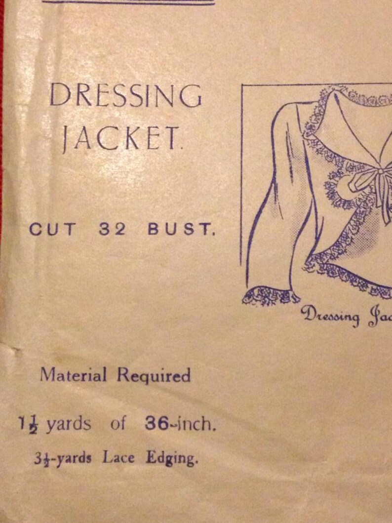 Vintage 1930s Blackmore Fashions Sewing Pattern for Dressing Jacket, Bed Jacket. No. 5290 image 3