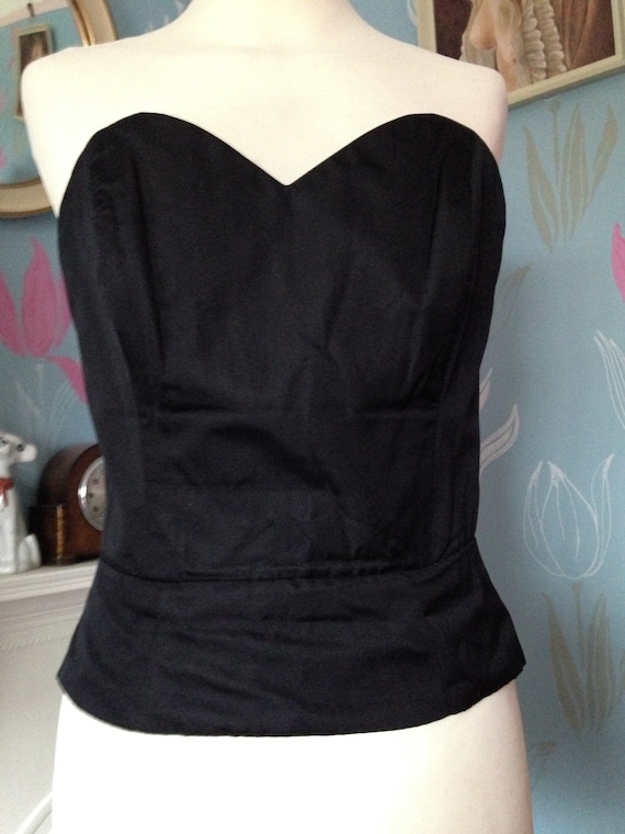 Vintage 1990s does 1950s Style Black Strapless Bus