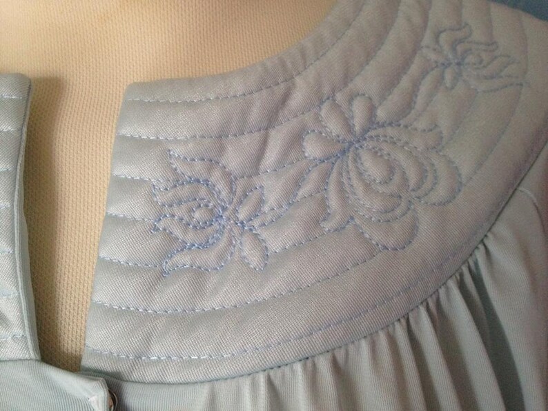 Wrap Loungewear. nightwear Made in USA 1970s Gossard Artemis Pale Blue Nylon Robe Vintage 1960s
