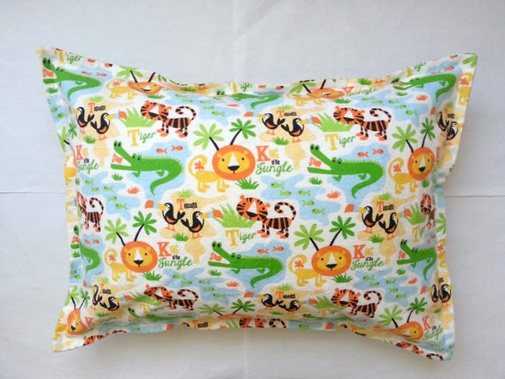 13 X 19 and 14 X 20 Jungle Animals Flannel Toddler Pillow Case Kid Pillow Case Child Pillow Case Travel Pillow Case