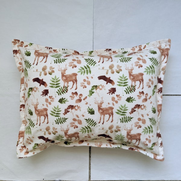 Painterly Woodland Flannel Toddler Pillow Case/ Kid Pillow Case/ Child Pillow Case/ Travel Pillow Case/ Nursery Pillow Case (12" X 16")