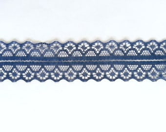 10 Yards of Navy Lace Trim/ Navy Lace Ribbon Approx. 1.1" (2.8 cm)