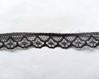 10 Yards of Half Inch Wide Black Lace Ribbon/ 10 Yards of 1/2 Inch Black Lace Trim 0.5" (1.3 cm)