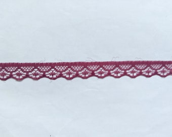 10 Yards of Half Inch Wide Red Wine Lace Ribbon/ 10 Yards of 1/2 Inch Red Wine Lace Trim 0.5" (1.3 cm)