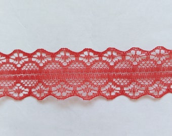 10 Yards of Red Lace Trim/ 10 Yards of Red Lace Ribbon 1.1" (2.8 cm)