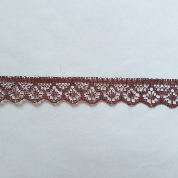 10 Yards of Half Inch Coffee Brown Lace Ribbon/ 10 Yards of Half Inch Coffee Brown Lace Trim 0.5" (1.3 cm)